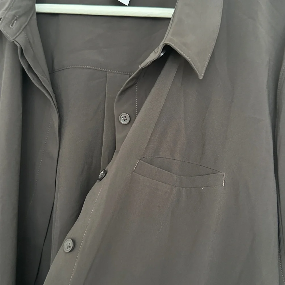 Athleta Urbinate Top 2.0 Brown Button Down Shirt 1X NWT Loose Fit $119 - Picture 5 of 6